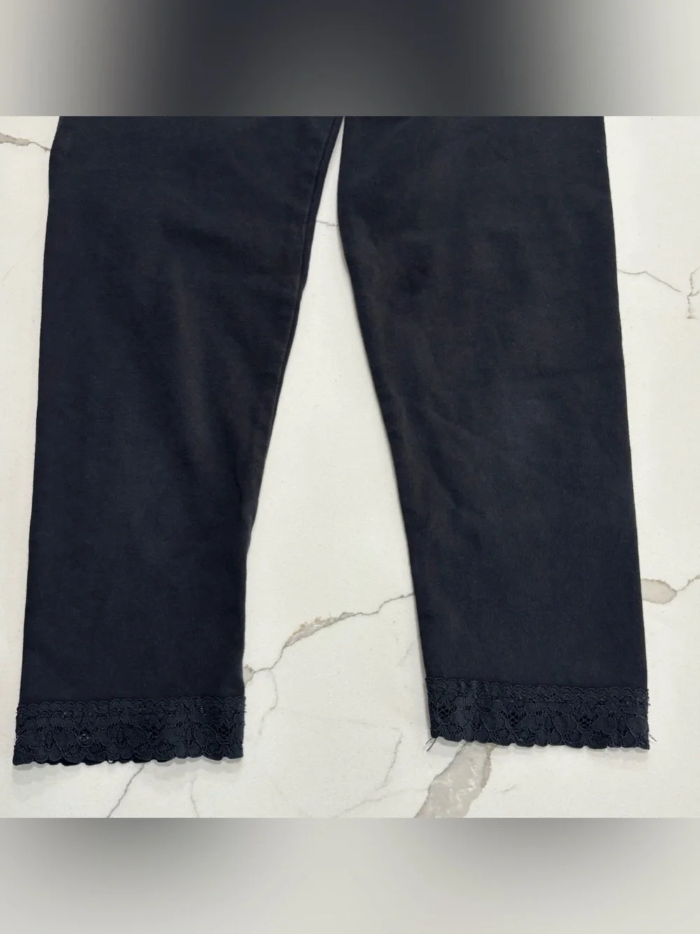 The Children’s Place Kids Black Stretch Leggings Lace Trim Girls Size Small 5/6
